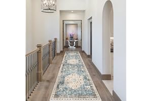 RUUGME Washable Runner Rug 2'6x10 - Vintage Kitchen Area Rug Stain Resistant Rugs for Living Room Bedroom Laundry Room Mat Distressed Rug Hallway Floor Carpet Runner for Bathroom