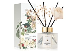 Airkeep Flower Reed Diffusers Set, 5.07 oz Clean Aldehydes Musk Scented Oil Diffuser with 8 Reed Sticks, Home Fragrance Diffuser Gift Set for Bathroom & Office Decor 150ml