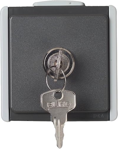 Unitec Aquarius 45253L Socket Lockable Single Switch Grey/Dark Grey IP54