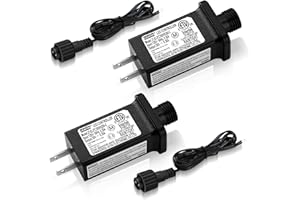 MOUKEREN 2 Pcs Class 2 Power Supply with 2 Extension Cord LED Transformer Replacement for Christmas String Lights LED Controller IP44 Waterproof Low Voltage Transformer(30v 9w 0.3a)