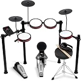 Alesis Turbo Pro Electric Drum Set with Kick Tower and Kick Pedal | For Beginners, Compact, Foldable, Quiet Mesh Pads, Bluetooth, 8" Toms , 10" Cymbals, Throne, Headphones, Drum Sticks, Drumeo