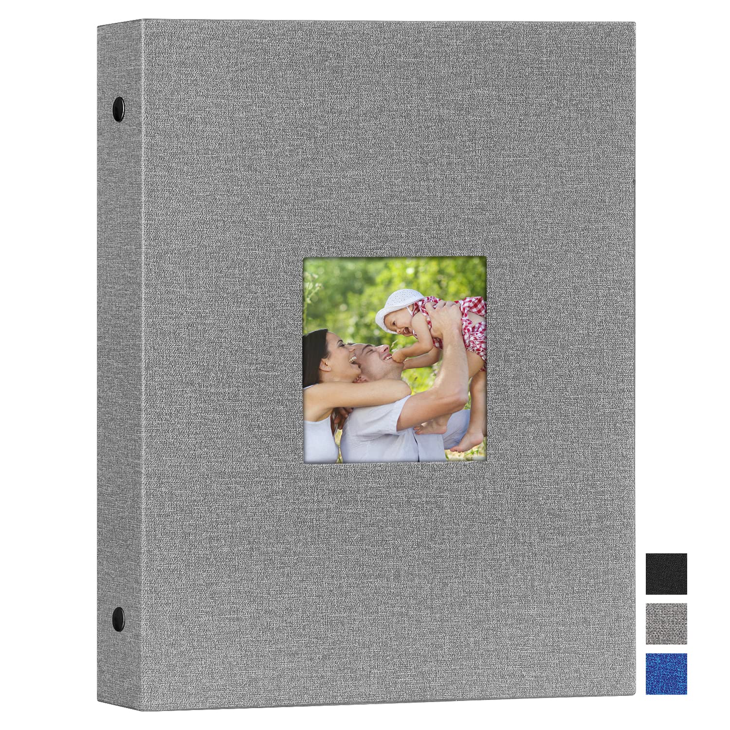 Benjia Photo Album A4 Portrati 50 Pocket, Linen Slip in Top Loading Photo Ablums holds 50 Vertical A4 Pictures Grey