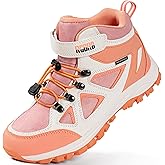 R CORD Kids Hiking Boots Drawstring Closure Girls Hiking Boots Waterproof Durable TPR Traction Outsole Anti-Skid Athletic Outdoor Boots