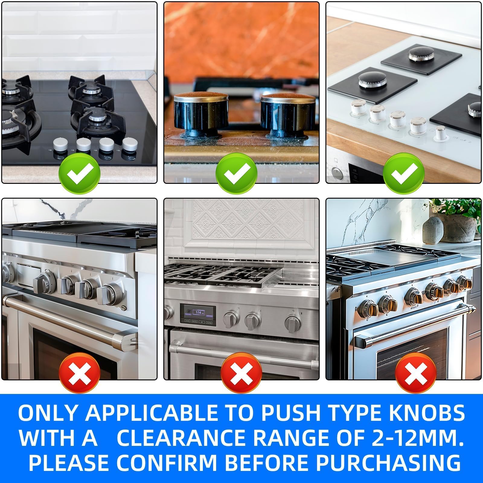 6-Pack Stove Knob Safety Covers - Childproof Gas Stove & Oven Knob Locks, Gas Stove Knob Covers for Child Safety, Baby Proofing Silicone Covers for Child & Pet Safety (Black, No Tools Needed)
