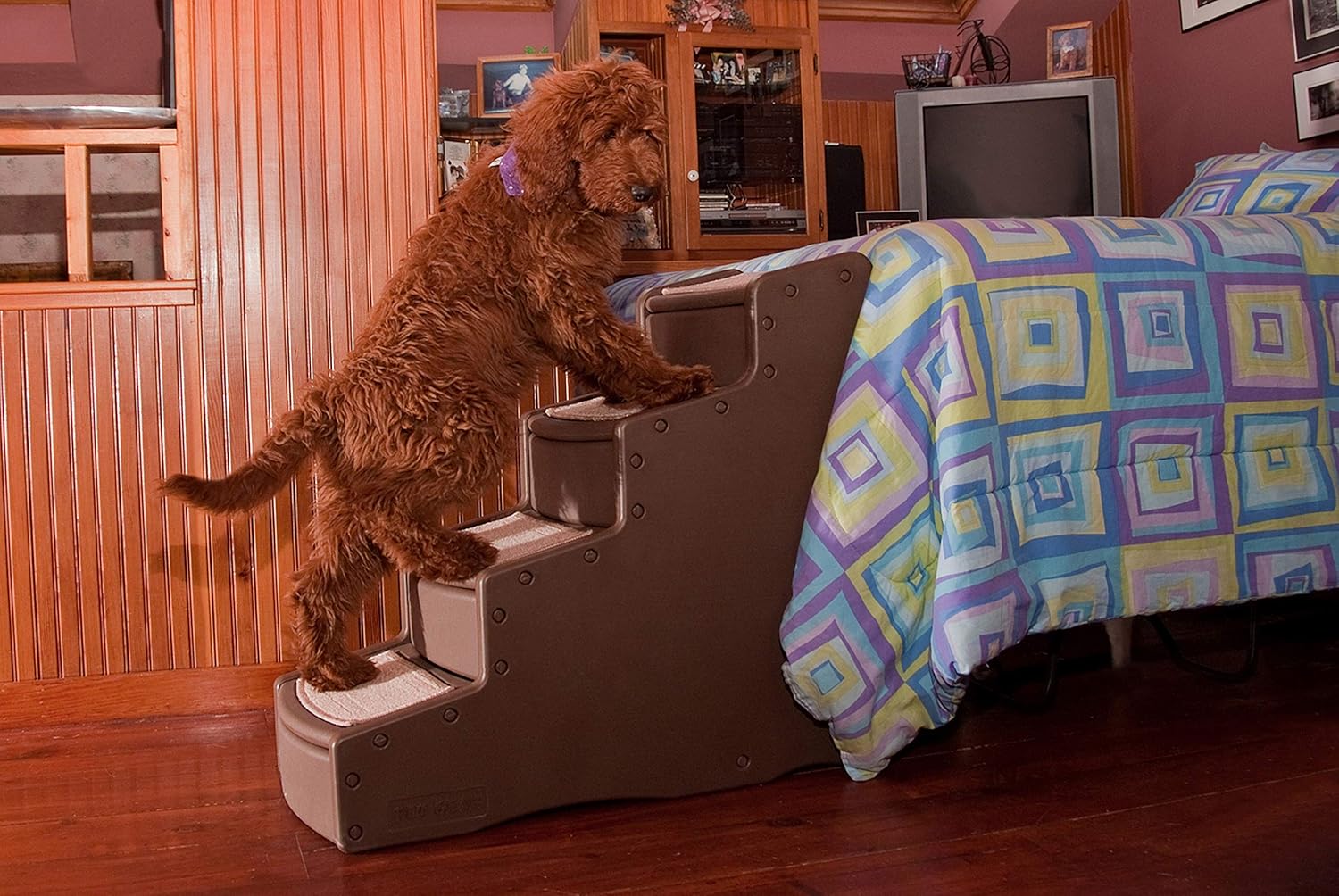 Pet Gear Easy Step IV Pet Stairs, 4-step/for cats and dogs up to 150-pounds, Chocolate : Pet Supplies