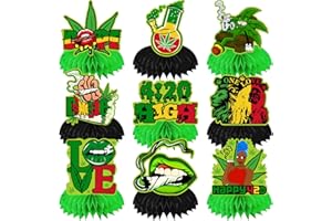 GINFTBRZGV 9Pcs Party Decorations Honeycomb Centerpieces, Green Leaves Party Decorations Table Decorations 3D Double Sided Table Topper for Birthday Party Decor