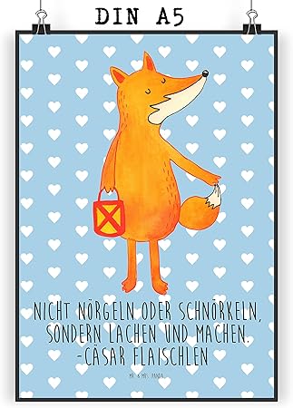Mr Mrs Panda Bild Wandposter Poster Din A5 Fuchs Laterne Mit Spruch Farbe Blau Pastell Amazon De Kuche Haushalt
