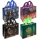 Ramadan Gift Bags, 8Pcs Medium Size Bulk Ramadan Mubarak Bags for Gifts, Reusable Non-Woven Eid Goodie Bag with Handles Treat Bag Perfect for Kareem Eid Mubarak Gift Wrap Goody Party Favor Supplies