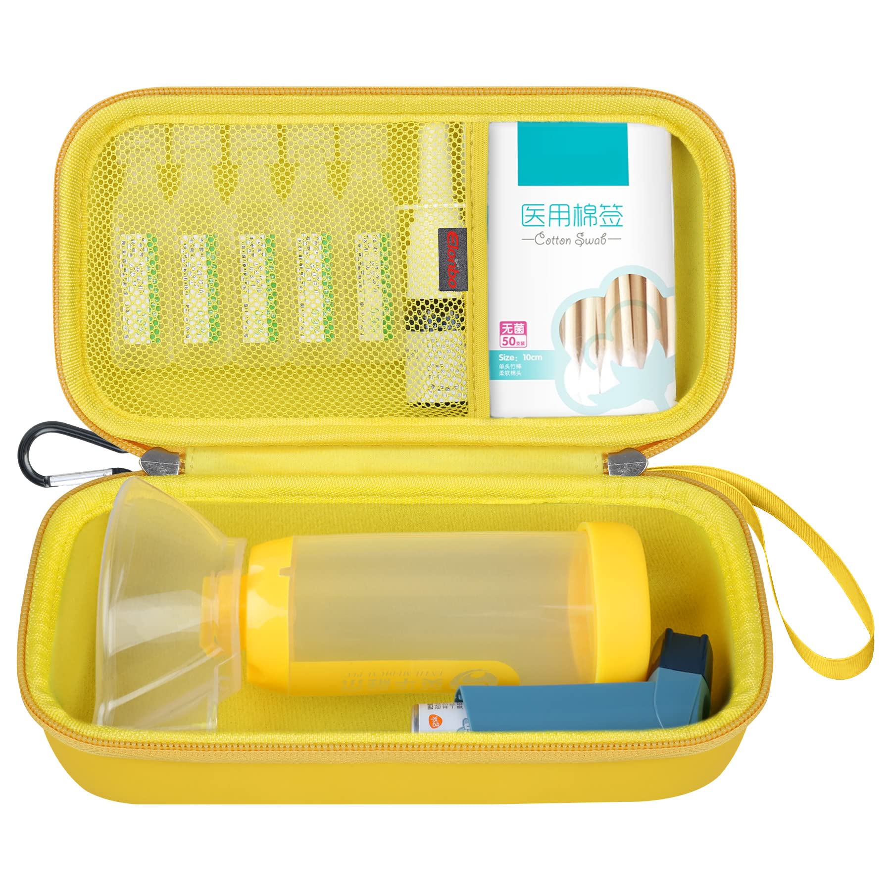 Elonbo Carrying Case for Asthma Inhaler Spacer for Kids and Adults, Ventolin Masks Inhaler Spacer Holder, Asthma Travel Organize Bag, Yellow (CASE ONLY!)