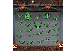 WOOSYTOO 23Pcs Halloween Garage Door Decorations Magnets Glow in The Dark Black Bats Garage Door Magnets Luminous Bat Refrigerator Magnetic Stickers for Halloween Party Garage Door Fridge Car Decor