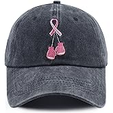 Breast Cancer Awareness Hat for Women Girls, Adjustable Cotton Pink Ribbon Boxing Embroidered Baseball Cap