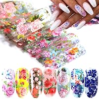 Nail Foil Art Set – 20 Rollen Folien + 2 X Kleber, Für Nageldesign DIY, Mit UV/LED Lampe Aushärtbar