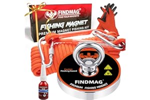 FINDMAG 1500 LBS Fishing Magnets, Fishing Magnet Kit Premium Kit for Retrieving in River and Magnet Fishing, Gift-Ready Packaging - 4.72 inch (120 mm) Diameter