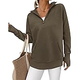 BTFBM Sweaters for Women Fall Clothes 2026 Pocket Quarter Zip Pullover V Neck Long Sleeve Knit Trendy Winter Sweater