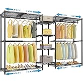 VIPEK X3 Expandable Heavy Duty Clothes Rack Closet Organizer System Black | Large Freestanding Clothing Rack with Adjustable Shelves and Hanger Rods from 5'2" to 8', Reach-in &amp; Walk-in Closet 1210LBS