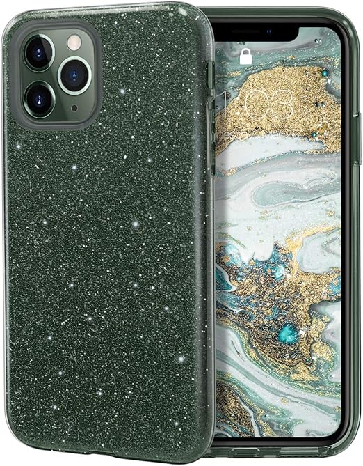 Amazon Com Milprox Iphone 11 Pro Max Case Bling Sparkly Glitter Luxury Shiny Sparker Shell Protective 3 Layer Hybrid Anti Slick Slim Soft Cover For Iphone 11 Pro Max 6 5 Inch 19 Midnight Green
