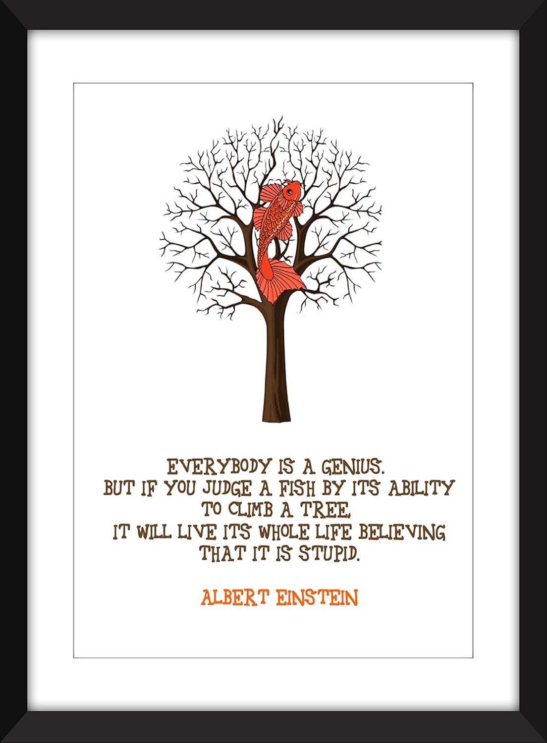 Typographie Imprimer Albert Einstein Stupid Fish Citation œuvres D Art Maison Et Cuisine