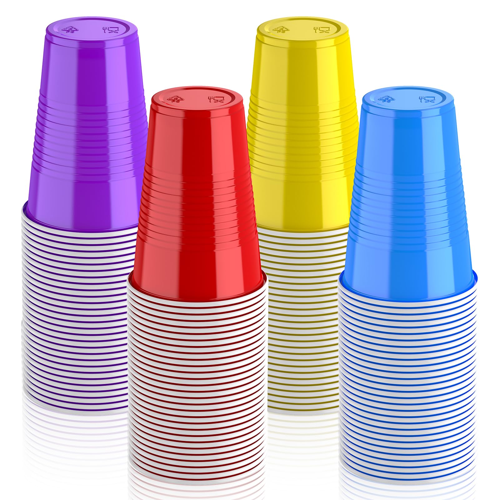 Photo 1 of Lilymicky 200 Pack 16 oz Disposable Plastic Cups, Assorted Color Plastic Party Cups for Parties, Events, Game and BBQ