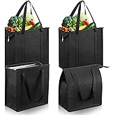 XLIUAX 8 Pack Insulated Grocery Bags, Large Insulated Cooler Bag with Zipper Reusable Shopping Totes Foldable Thermal Tote for Hot Cold Food Pizza Delivery Travel Groceries Freezer(13" x 12" x 7")