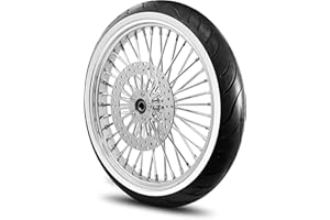 MOTOTEKS, INC. 21X3.5 40 FAT SPOKE WHEEL FOR HARLEY SOFTAIL FITS 2000-2006 MODELS W/ 3/4" BEARINGS(All Chrome & White Wall Tire)