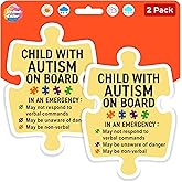 United by Color Child with Autism on Board Stickers, 2 Pack (6 Inch) – Autism Awareness Car Decals with Bright Jigsaw Design, Waterproof UV Resistant Vinyl – Used for Cars & Trucks