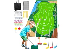 Liberry Kids Golf Set for 3 4 5 6 7 Years Old Boys Girls, Golf Chipping Game with Mat, Sticky Balls, Retractable Clubs, Storage Bag, Indoor Outdoor Sports Toy Gift Toss Game