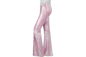 Nawgut Sequin Flare Pants Sparkly Glitter High Waisted Bell Bottoms Leggings Party Disco Clubwear for Women
