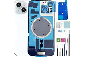 LNONLS 15 Back Glass Replacement for iPhone 15 Rear Back Cover Glass Waterproof and Camera Lens+Professional Repair Tool Kit (Blue)