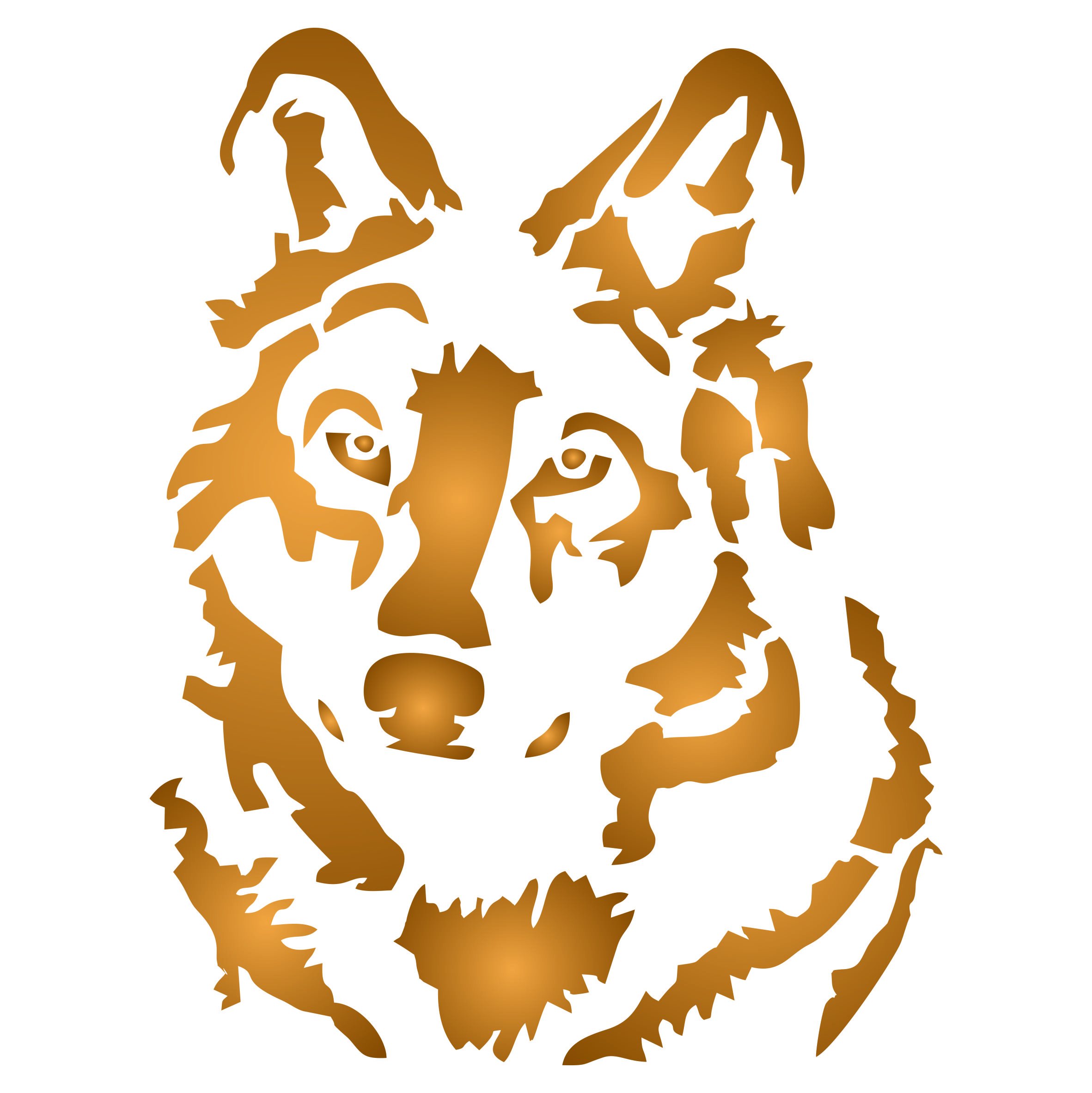 Wolf Stencil - 16.5 x 21.5cm (S) - Reusable Dog Wild Animal Wolf Head Wall Stencil Template