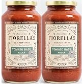 Fiorella's Tomato Basil Pasta Sauce - Tomato Sauce Made with Fresh Ingredients - Seed Oil Free, No Sugar Added, Vegan, Gluten
