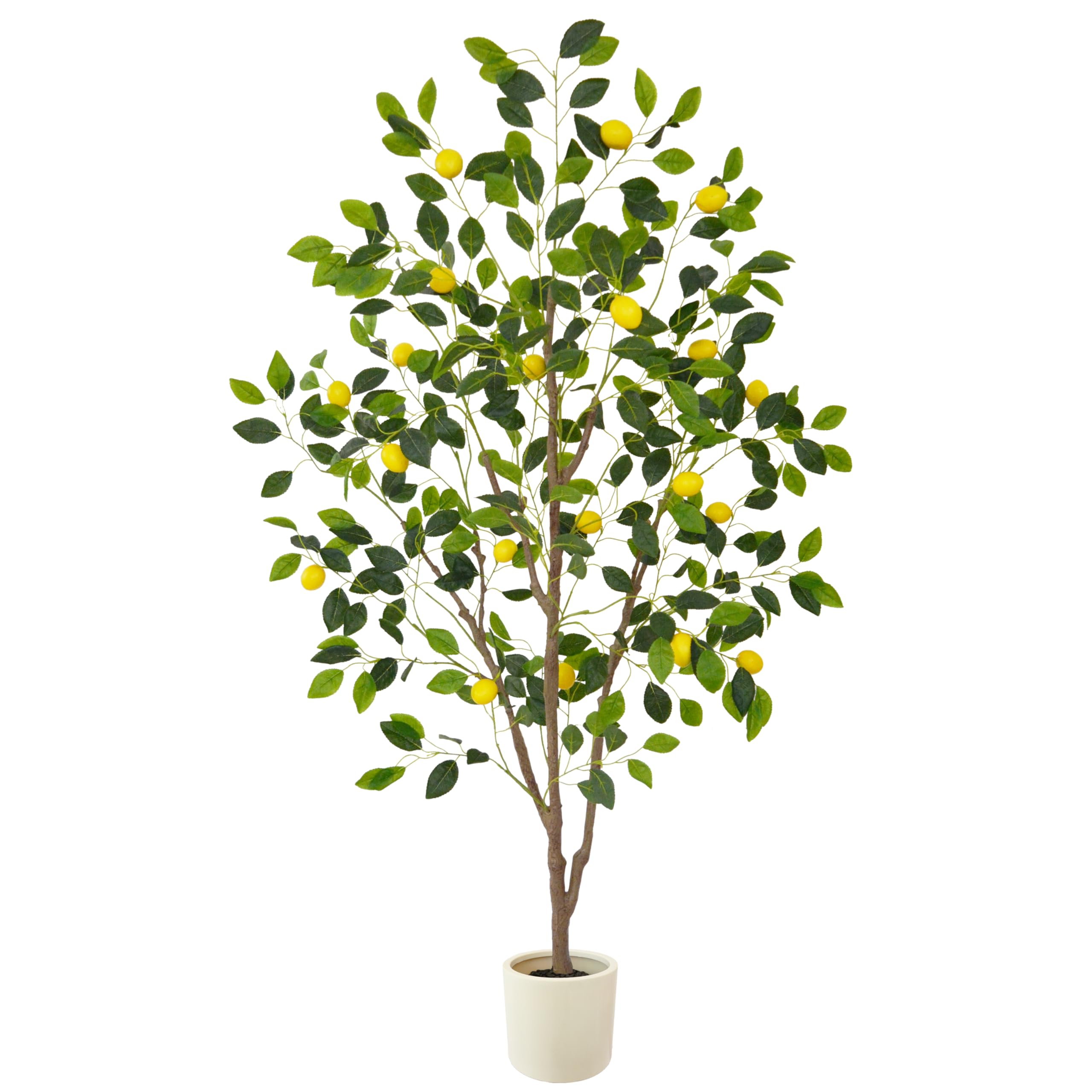 Photo 1 of Warmplants Artificial Lemon Tree, 6ft Tall Floor Faux Lemon Plastic Plant with White Planter, Fake Lemon Fruit Silk Tree for Indoor Home Decor Office Living Room