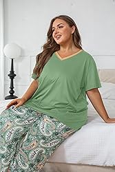 Vozanet Women's Pajama Sets Short Sleeve with Long