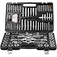 VEVOR Tap and Die Set, 116-Piece Include Metric and SAE Size, Bearing Steel Taps and Dies, Essential Threading Tool for Cutting External Internal Threads, with Complete Accessories and Storage Case