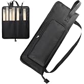 Suwimut Drumstick Bag with Crossbody Shoulder Strap, Drum Stick Bag with Large Capacity Anti-falling Pockets, Portable Hanging Drumstick Case with Metal Hooks for Drummers, Beginners in Band, Gig