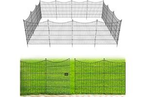 15 Panels Decorative Garden Fence with Gate, 32 in(H) X 35.4 ft(L) No Dig Dog Fence Animal Barrier Outdoor for Yard, Rustproo