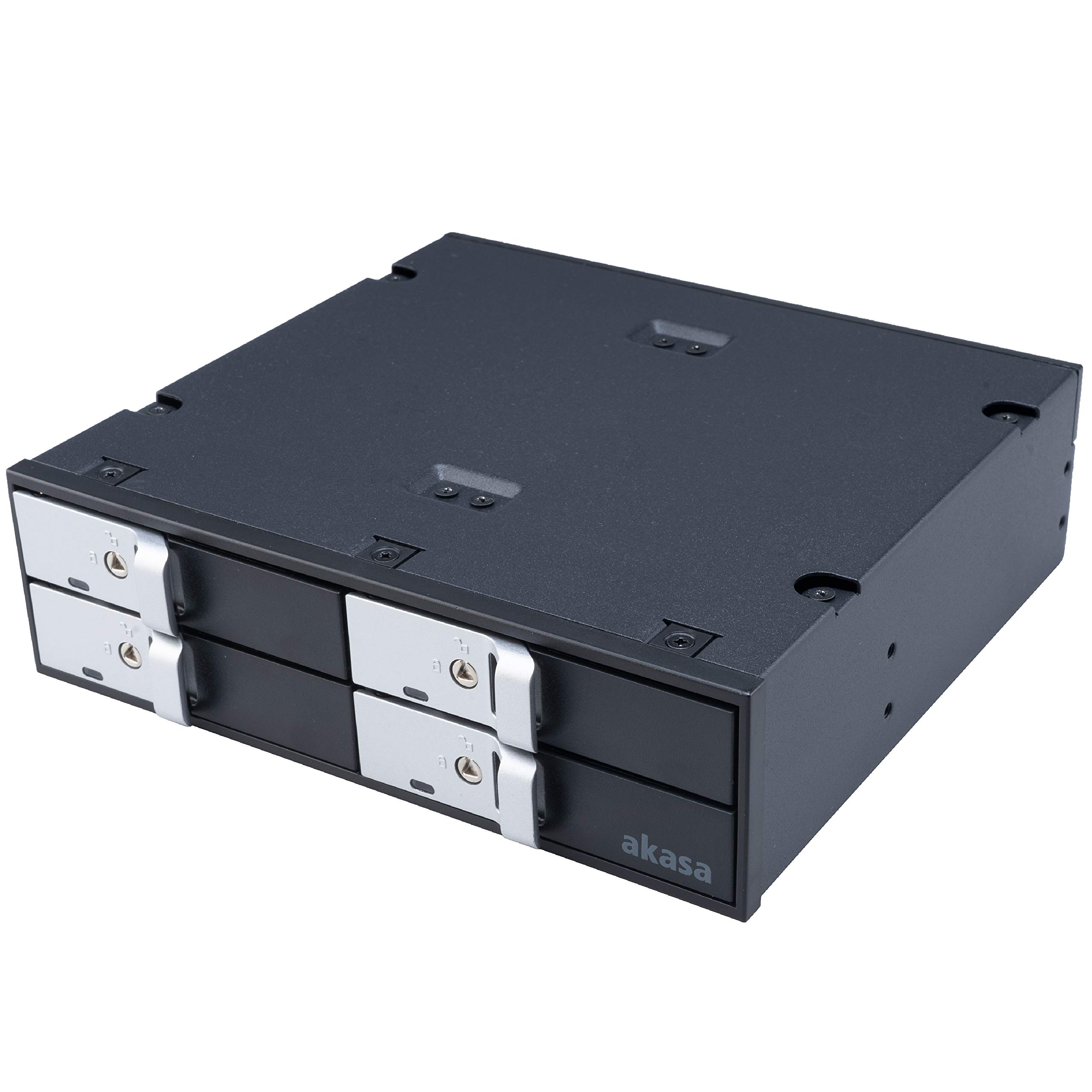 Akasa Lokstor M22 | 4 Bay | 2.5" Mobile Rack | 5.25" PC drive bay | 2.5" SATA SSD/HDD | Tool-Free | Security Lock | AK-IEN-02