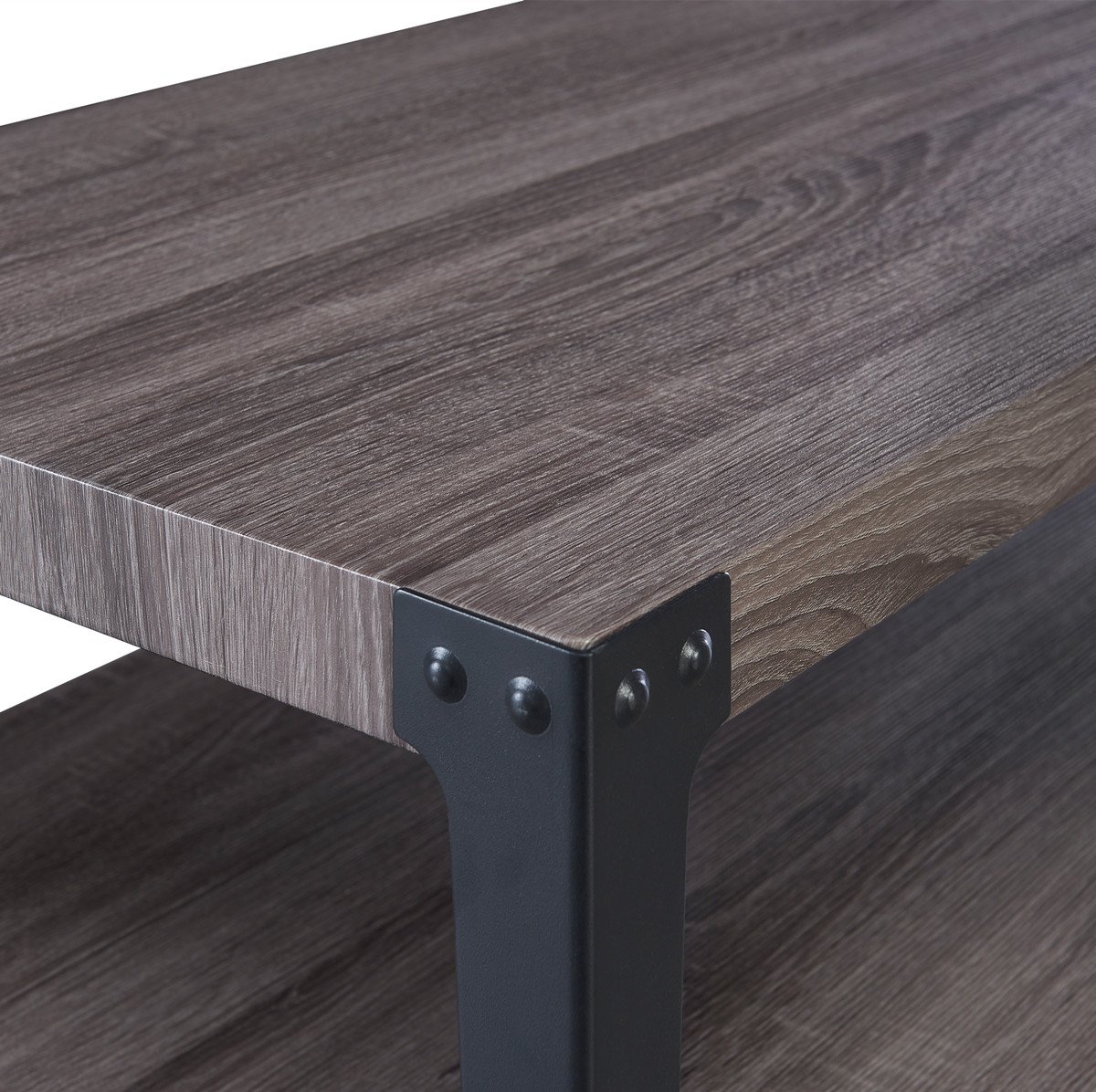 OK Furniture Industrial Rectangular Cocktail Coffee Table with Storage