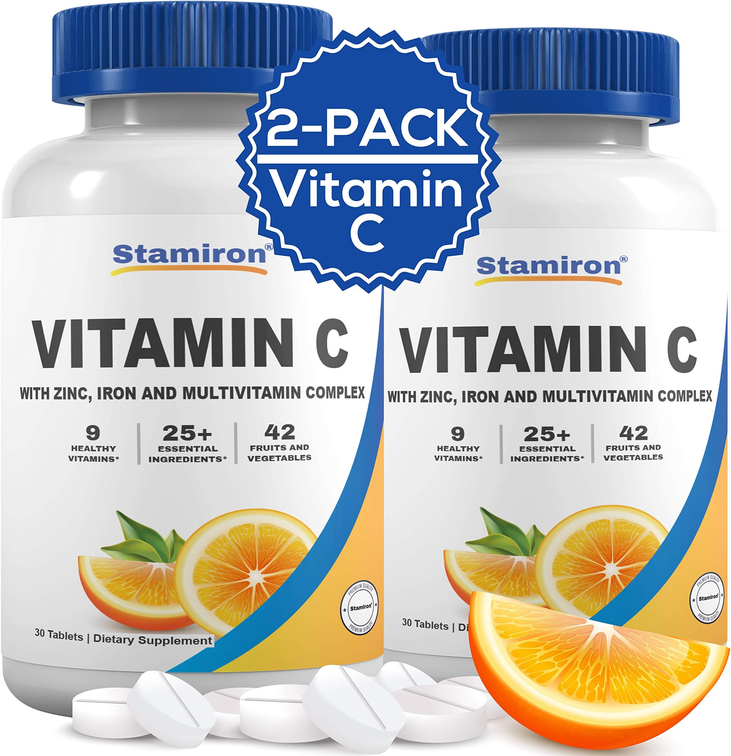 Vitamin C Zinc Immune Support Supplement - VIT C Fast Absorption - Immune Booster and Nervous System Support Immunity Booster & Immunity Support - Non-GMO - Gluten Free - 2 Pack