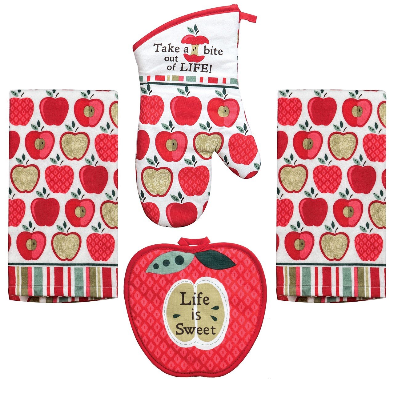 Kay Dee 4 Piece Kitchen Set - 2 Terry Towels, Oven Mitt, Potholder
