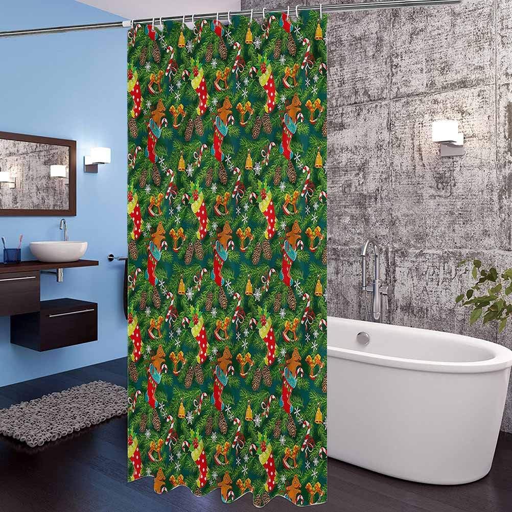 Interestlee Christmas Extra Long Shower Curtain Xmas