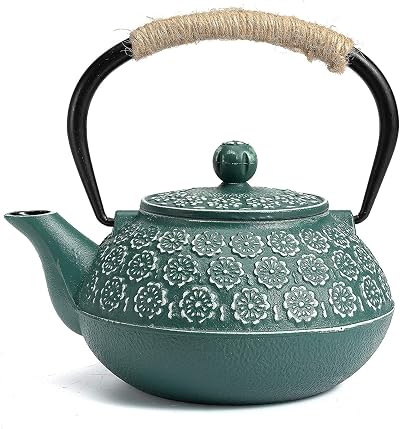 SUSTEAS Cast Iron Teapot 900ml Tetsubin with Infuser Dark Green