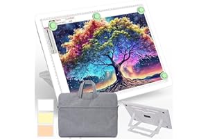Phylosal Rechargeable A3 Light Pad with Built-in Stand & Bag, Magnetic Tracing Light Box for Drawing, Diamond Art Light Board with Side Button, Super Bright Light Table for Diamond Painting, Sketching