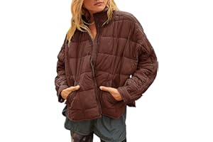 Freyhem Quilted Puffer Jacket Women Lightweight Short Zip Up Padded Coat with Pockets