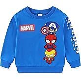Marvel Avengers Spider-Man Captain America Iron Man Boys Crewneck Pullover Sweatshirt for Toddler and Big Kids