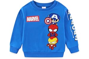 Marvel Avengers Spider-Man Captain America Iron Man Boys Crewneck Pullover Sweatshirt for Toddler and Big Kids
