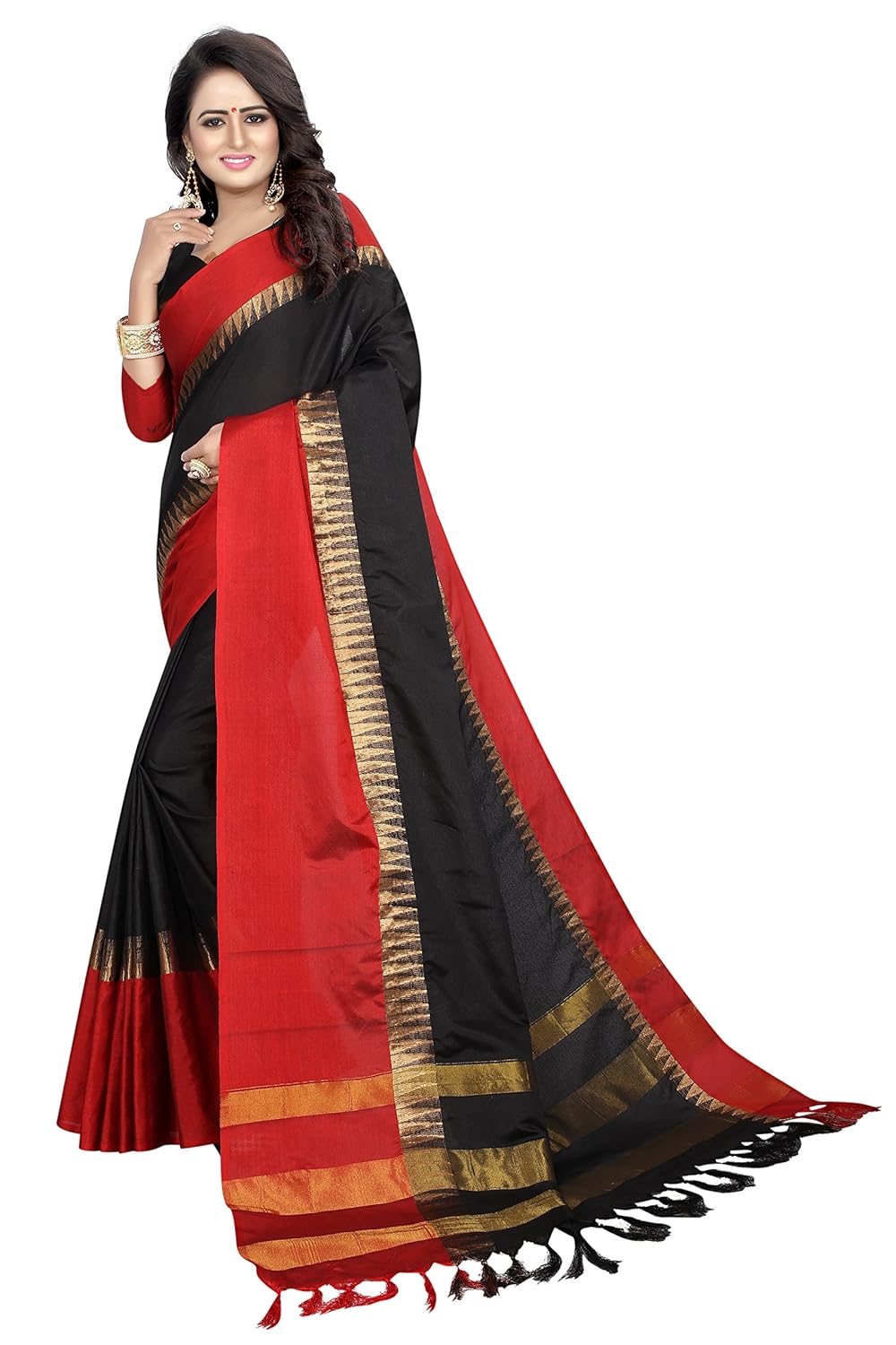 women's cotton silk saree with blouse piece (templevisvavatiation)