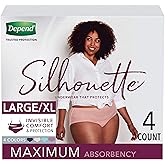 Depend Silhouette Incontinence and Postpartum Underwear for Women, Maximum Absorbency, Disposable, Large/Extra-Large, Pink/Bl