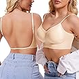 BOUFOR Seamless Low Back Bra Wireless Padded Bralette Thin Straps Comfort Halter Backless Cross Multiway Convertible Bras