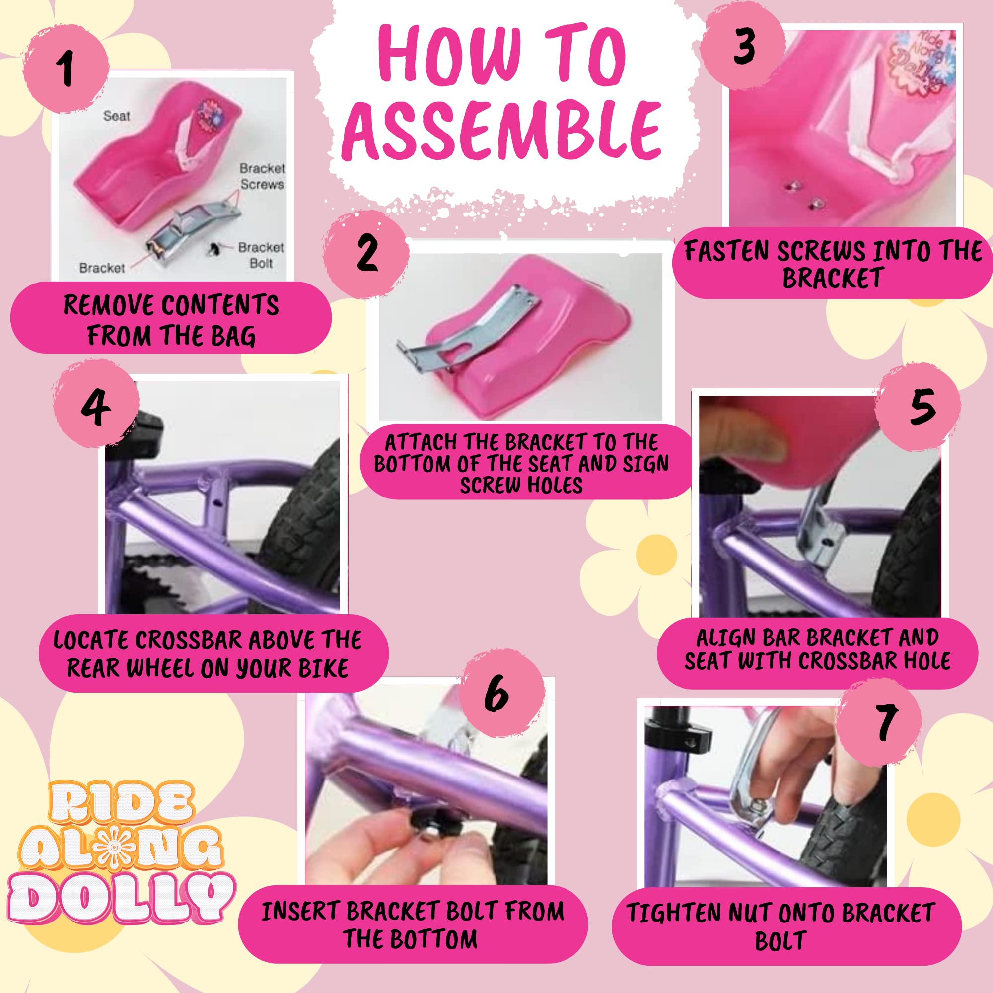 The Original Doll Bicycle Seat (Pink)- Bike Attachment Accessory for All 18