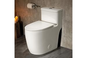 Casta Diva One Piece Toilet Elongated with 17.5" ADA Height Comfort Chair Seat Compact Modern Toilets for Bathroom, Dual Flush High Efficiency 1.0/1.28 GPF & MAP 1000g, 12'' Rough-in, White